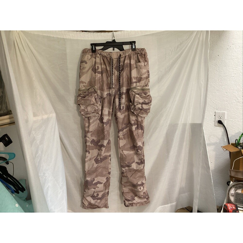 smoke rise cargo pants men’s 2XL camouflage zippers stacked drawstring